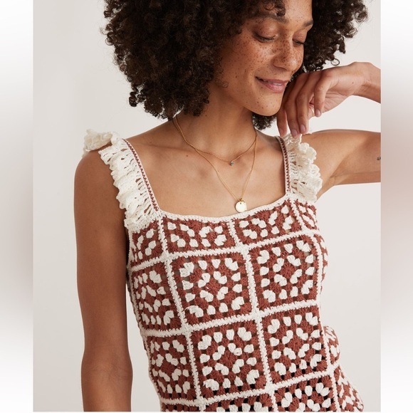Marine layer Archive Cora crochet tank top patchwork Boho ruffle trim NWT. - Picture 4 of 11